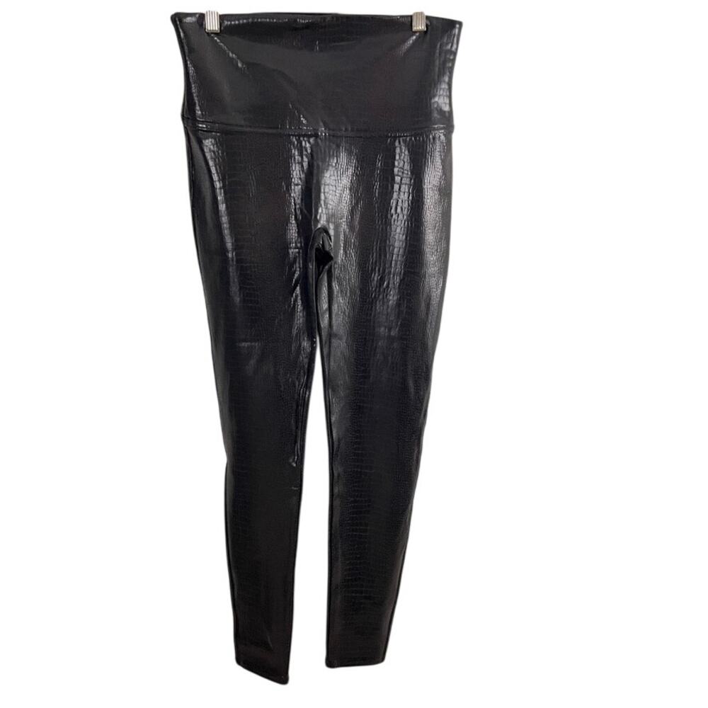 Spanx Women's Faux Leather Croc Shine Leggings Brown Size XL